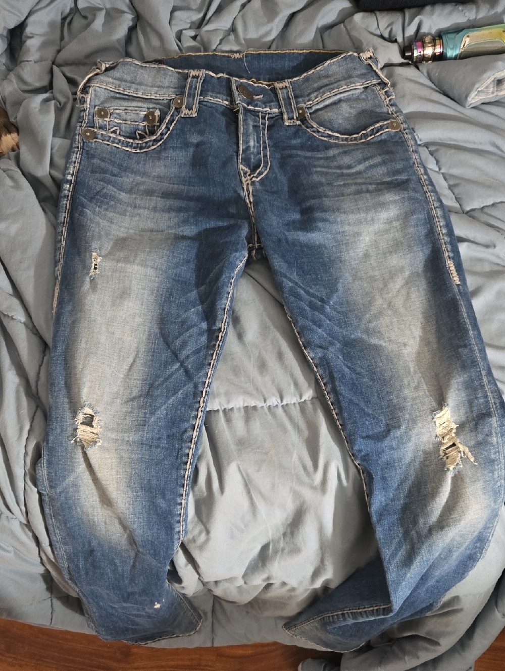 True Religion Women's Distressed Blue Skinny Jeans